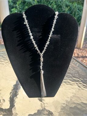 Simply Vera Vera Wang Clear Beaded Silver Tone Tassel Y Necklace